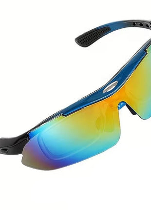 Sports Sunglasses 14cm UV400 PC Lens – Wraparound Impact-Resistant Eyewear – Rainbow Tint