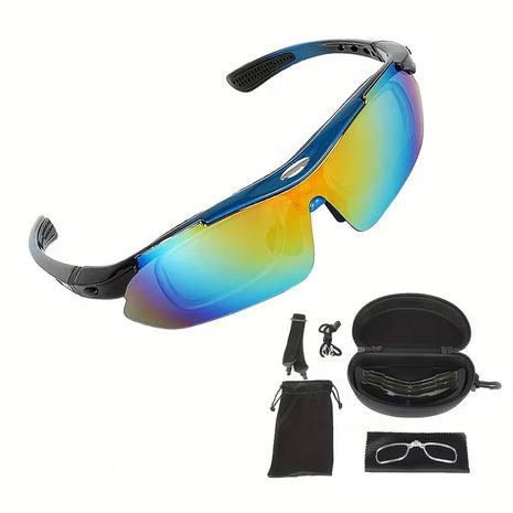 Sports Sunglasses 14cm UV400 PC Lens – Wraparound Impact-Resistant Eyewear – Blue