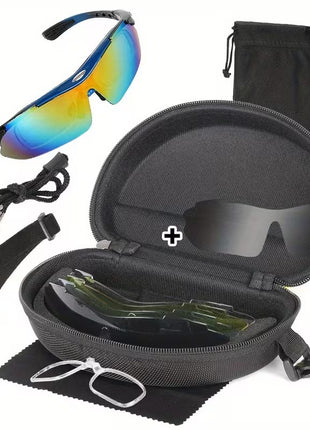 Sports Sunglasses 14cm UV400 PC Lens – Wraparound Impact-Resistant Eyewear – Rainbow Tint