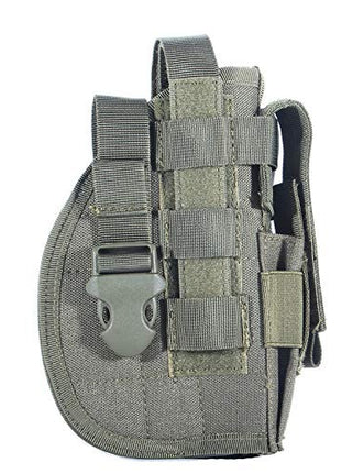 Tactical Pistol Holster Medium – Right Hand MOLLE Fit 600D Nylon with Mag Pouch – Black