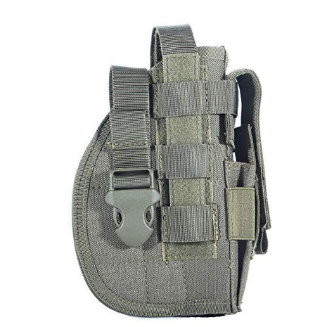 Tactical Pistol Holster Medium – Right Hand MOLLE Fit 600D Nylon with Mag Pouch – Black