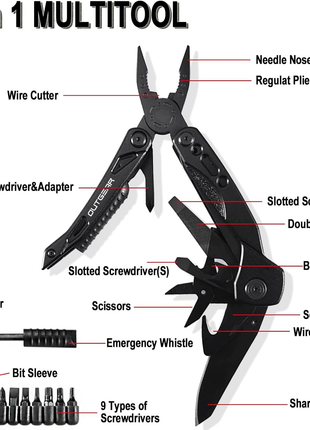 13‑in‑1 Stainless Steel Multitool Pliers with Anti‑Slip Handles & Nylon Sheath