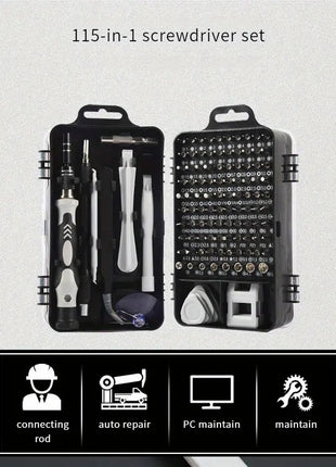 115-in-1 Precision Screwdriver Set – Multi-Bit Magnetic Repair Kit with Tweezers, Crowbars & Case – Chrome Vanadium Bits