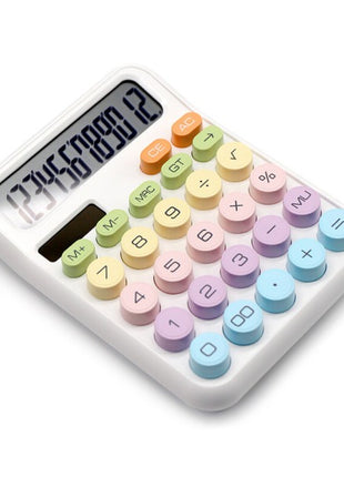 12-Digit Solar Calculator – Pastel Dopamine Design – Large Buttons – Classroom & Office Use