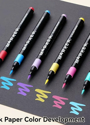 Acrylic Brush Marker Set –  Water-Based Pigment – Multi-Surface – PP Storage Case