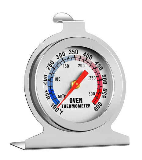 Oven Thermometer 600°F – Dual Scale Stainless Steel – Universal Fit for Ovens