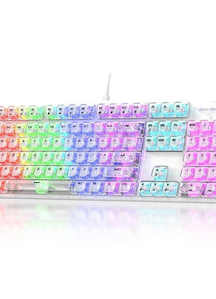 Mechanical Gaming Keyboard Full-Size – RGB Backlit Transparent ABS Keys – Anti-Ghosting – USB-C Wired – Spill Resistant