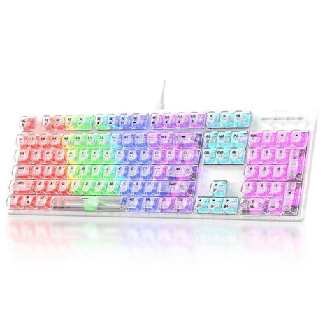 Mechanical Gaming Keyboard Full-Size – RGB Backlit Transparent ABS Keys – Anti-Ghosting – USB-C Wired – Spill Resistant