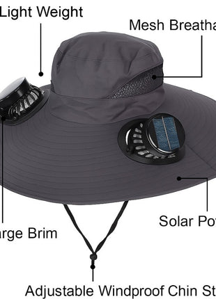 Solar Fan Sun Hat 48cm Brim with Dual Fans – USB Rechargeable Wide Brim Outdoor Cooling Hat