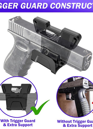 Magnetic Gun Mount 12cm PA9 Polymer with Trigger Guard – 45lb Magnet Holder for Handgun Pistol Revolver – Black USA Flag