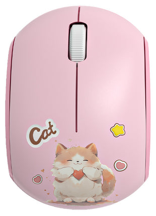 Cat Design Wireless Mouse – Silent Click – Dual USB & Bluetooth