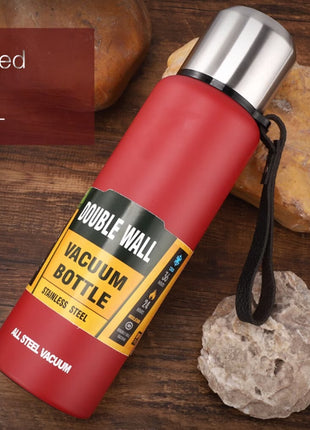 Stainless Steel Red Insulated Vacuum Bottle Double Wall Thermal Flask for Hot and Cold Drinks