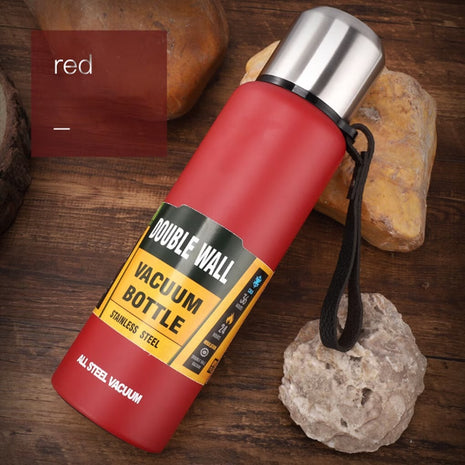 Stainless Steel Red Insulated Vacuum Bottle Double Wall Thermal Flask for Hot and Cold Drinks
