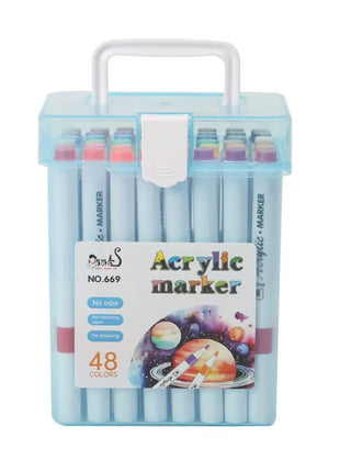 Acrylic Markers Set – Water-Based Fine Tip – Non-Toxic Assorted Colors with Carry Box