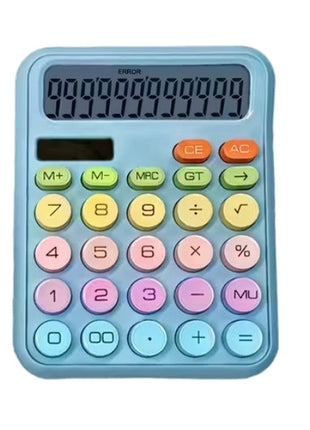 12-Digit Solar Calculator – Pastel Dopamine Design – Large Buttons – Classroom & Office Use