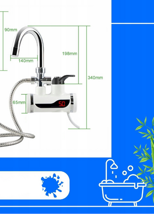 Instant Electric Water Heater Faucet with Hand Shower, Digital Temperature Display, 220V, Anti-Leak Protection