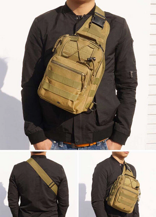 Tactical Sling Bag 6L Oxford Cloth Crossbody Daypack – Waterproof MOLLE Shoulder Pack