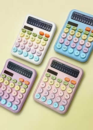 12-Digit Solar Calculator – Pastel Dopamine Design – Large Buttons – Classroom & Office Use