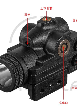 Mini Tactical Green Laser Flashlight 5W – Magnetic Rechargeable Under-Mount – Black Metal