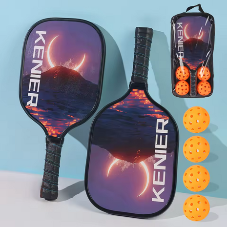 Kenier Pickleball Paddle Set – 2 Wooden Paddles, 4 Outdoor Balls, Carry Bag