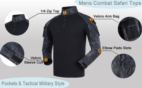 Tactical Shirt & Pants Set Large – 65/35 Ripstop Multicam‑Style – Black Python