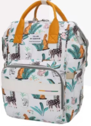 Baby Diaper Backpack 25L Waterproof – Insulated Bottle Pockets + Tissue Slot + Stroller Straps – Safari Animal Print
