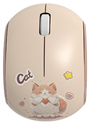 Cat Design Wireless Mouse – Silent Click – Dual USB & Bluetooth
