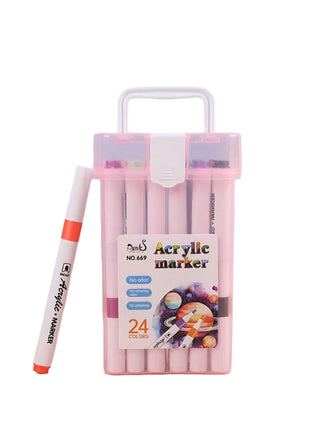 Acrylic Markers Set – Water-Based Fine Tip – Non-Toxic Assorted Colors with Carry Box