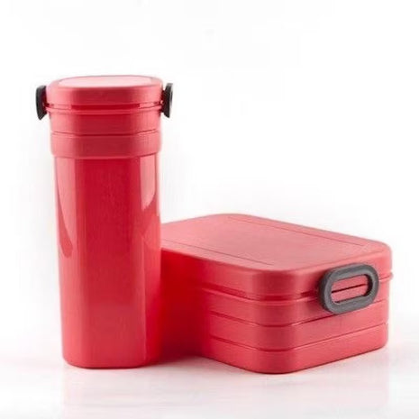 2‑Compartment Leakproof Lunchbox & Water Bottle Set – BPA‑Free PP – 19×12×6.5 cm + 7×8×8 cm – Pink