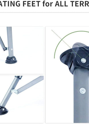 Camping Chair 150kg Capacity – High Back Mesh & Oxford – Green or Grey with Armrest & Cup Holder