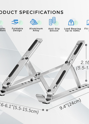 UNISYNC Portable Adjustable Laptop Stand – Aluminum Alloy Folding Computer Stand