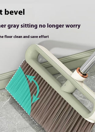 Broom and Dustpan Set 113cm – Soft Nylon Bristles, Waterproof PP/PET/Steel, Quick-Dry – Silver Gray