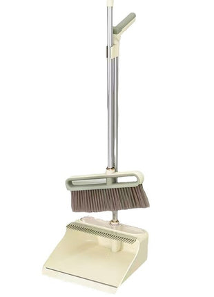 Broom and Dustpan Set 113cm – Soft Nylon Bristles, Waterproof PP/PET/Steel, Quick-Dry – Silver Gray