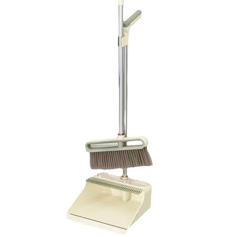 Broom and Dustpan Set 113cm – Soft Nylon Bristles, Waterproof PP/PET/Steel, Quick-Dry – Silver Gray