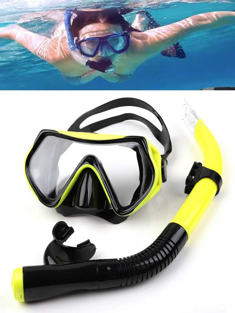 Snorkeling Mask and Tube Set – Adult Single-Lens Dive Mask + Ergonomic Breathing Snorkel
