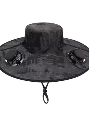 Solar Fan Sun Hat 48cm Brim with Dual Fans – USB Rechargeable Wide Brim Outdoor Cooling Hat