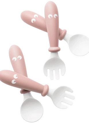 Baby Spoon and Fork Set – BPA-Free Plastic – Easy-Grip Self-Feeding Cutlery