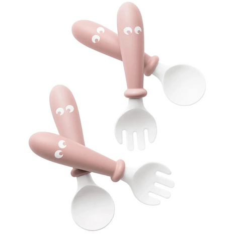 Baby Spoon and Fork Set – BPA-Free Plastic – Easy-Grip Self-Feeding Cutlery