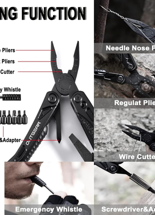 13‑in‑1 Stainless Steel Multitool Pliers with Anti‑Slip Handles & Nylon Sheath
