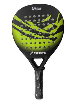 Padel Racket 38mm Carbon Frame EVA Soft Core Marble Face Design with Grip and Carry Bag