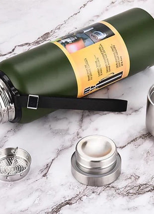 Stainless Steel Green Insulated Vacuum Bottle Double Wall Thermal Flask for Hot and Cold Drinks