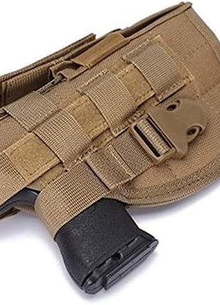 Tactical Pistol Holster Medium – Right Hand MOLLE Fit 600D Nylon with Mag Pouch – Black