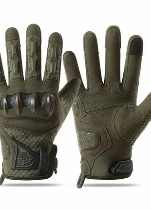 L Waterproof Windproof Insulated Touchscreen Gloves with Silicone Grip Palm & Knuckle Protection - Green