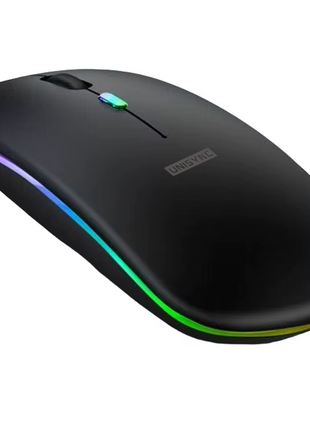 UNISYNC Wireless Mouse 1600 DPI – Bluetooth 5.0 2.4GHz Dual Mode – Silent Click – Rechargeable – Black