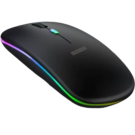 UNISYNC Wireless Mouse 1600 DPI – Bluetooth 5.0 2.4GHz Dual Mode – Silent Click – Rechargeable – Black