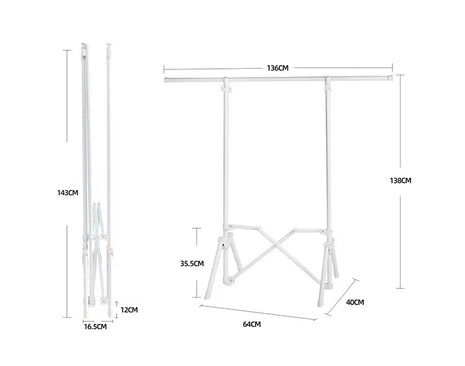 Single‑Pole Carbon Steel Clothes Drying Rack – Foldable Free‑Standing Floor/Ceiling Hanger