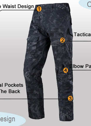 Tactical Shirt & Pants Set Large – 65/35 Ripstop Multicam‑Style – Black Python