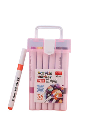 Acrylic Markers Set – Water-Based Fine Tip – Non-Toxic Assorted Colors with Carry Box
