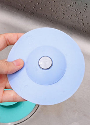 2-in-1 Silicone Sink Drain Stopper & Hair Catcher Universal Bathtub Plug 10cm Leak-Proof Blue