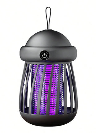 Electric Mosquito Zapper Lamp 1200mAh – UV Trap + 3000V Shock – USB Rechargeable, Grey Portable Insect Light